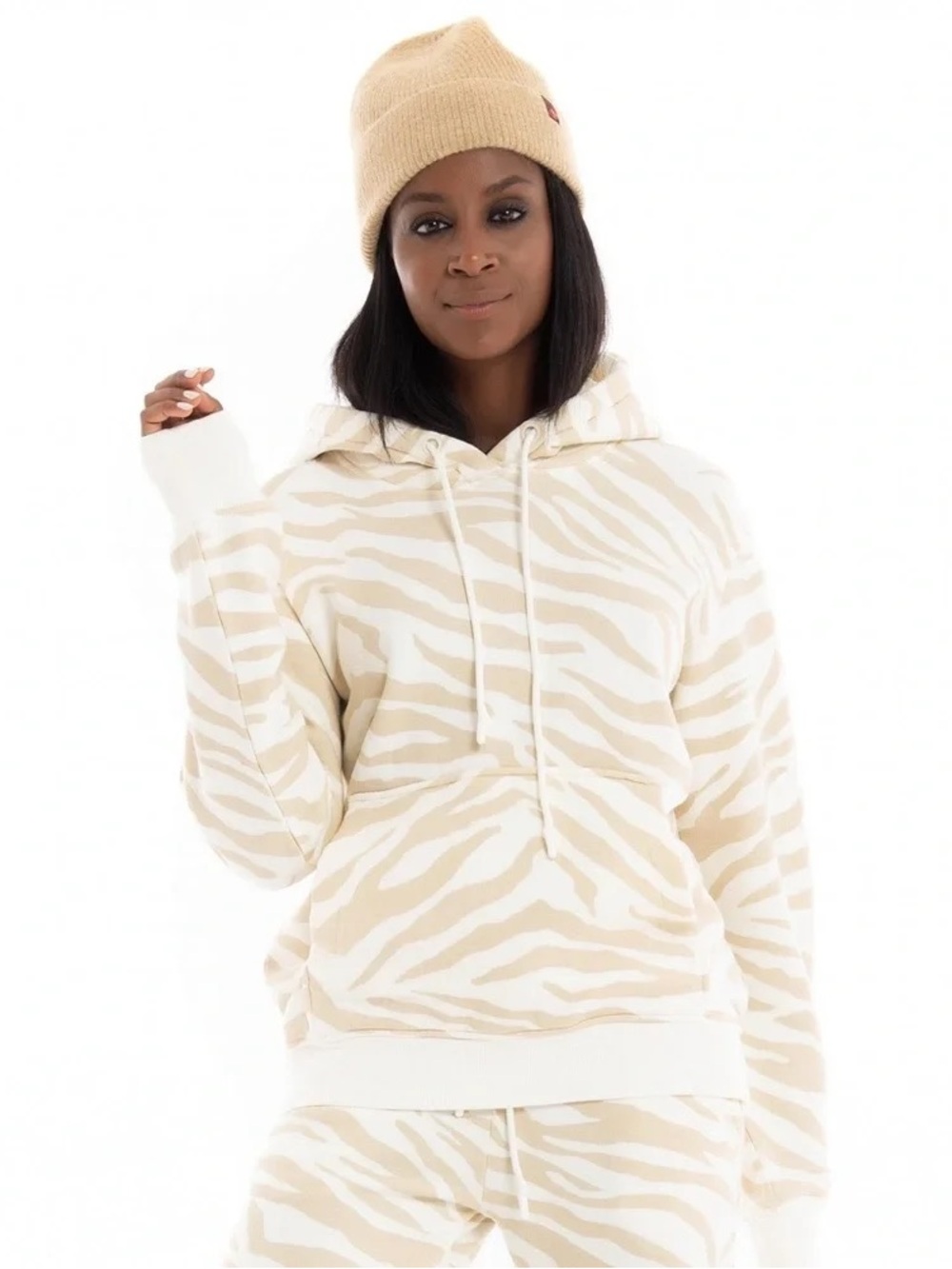 UGG Women’s Beige Zebra Print Tatiana Hoodie Size Small